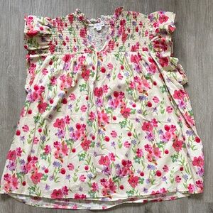 Chic Soul colorful Floral spring Blouse ruffle size 3X